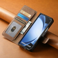 Buy Retro Magnetic Wallet Case, Support Magsafe, Detachable 2in1 Folio Flip Cover, with Card Slots - Ryder at Caseles-Samsung Galaxy Z Fold 7, Black