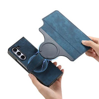 Buy Retro Magnetic Wallet Case, Support Magsafe, Detachable 2in1 Folio Flip Cover, with Card Slots - Ryder at Caseles-Samsung Galaxy Z Fold 7, Black