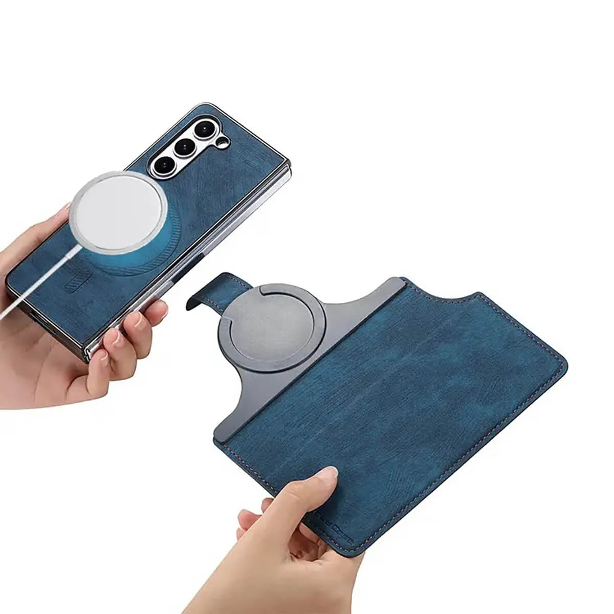 Buy Retro Magnetic Wallet Case, Support Magsafe, Detachable 2in1 Folio Flip Cover, with Card Slots - Ryder at Caseles-Samsung Galaxy Z Fold 7, Black