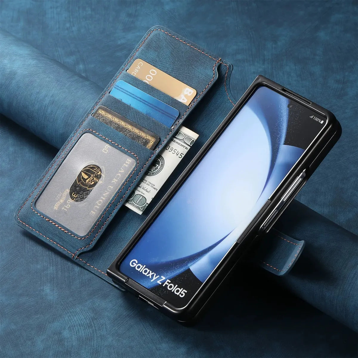 Buy Retro Magnetic Wallet Case, Support Magsafe, Detachable 2in1 Folio Flip Cover, with Card Slots - Ryder at Caseles-Samsung Galaxy Z Fold 7, Black