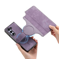 Buy Retro Magnetic Wallet Case, Support Magsafe, Detachable 2in1 Folio Flip Cover, with Card Slots - Ryder at Caseles-Samsung Galaxy Z Fold 7, Black