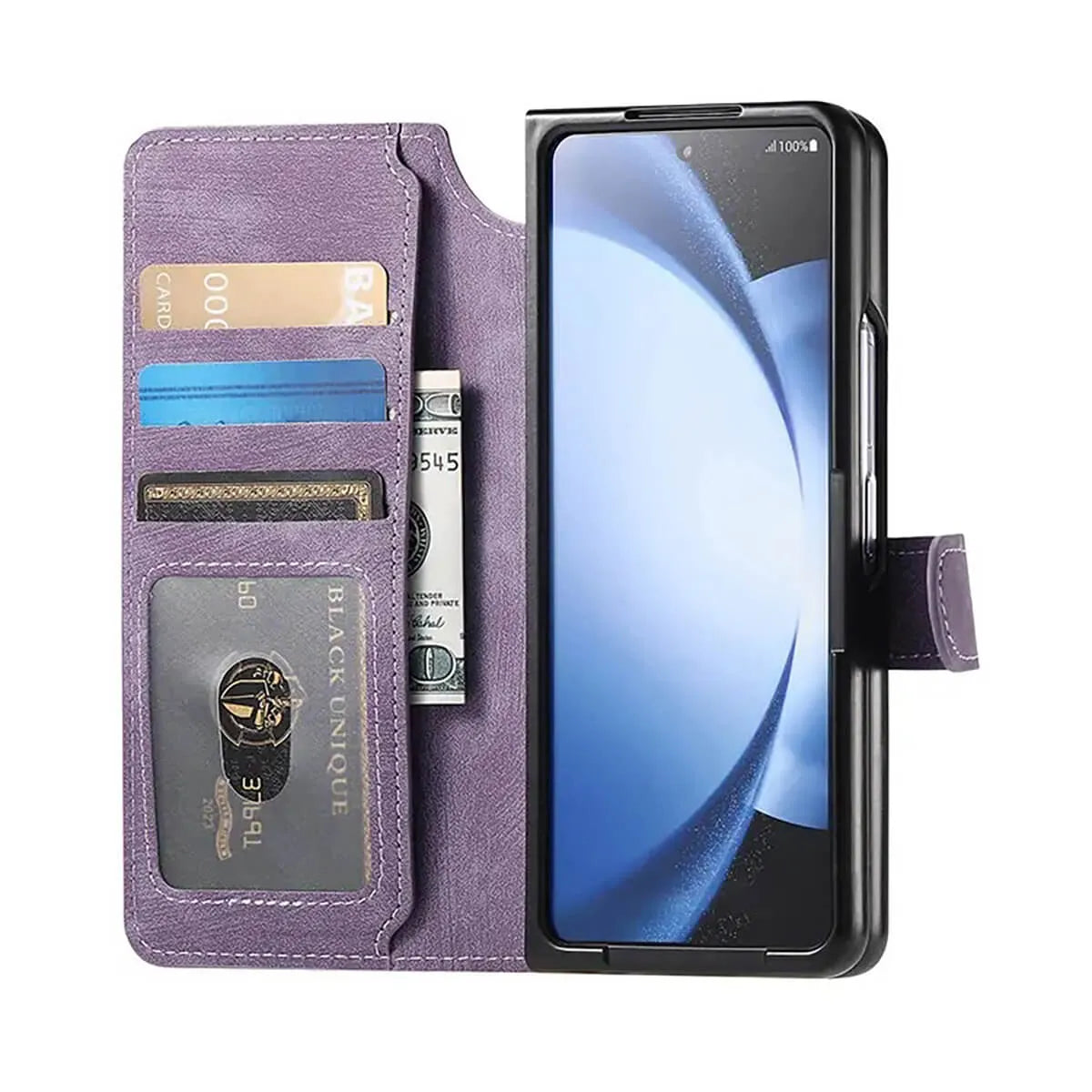 Buy Retro Magnetic Wallet Case, Support Magsafe, Detachable 2in1 Folio Flip Cover, with Card Slots - Ryder at Caseles-Samsung Galaxy Z Fold 7, Black