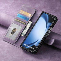 Buy Retro Magnetic Wallet Case, Support Magsafe, Detachable 2in1 Folio Flip Cover, with Card Slots - Ryder at Caseles-Samsung Galaxy Z Fold 7, Black