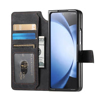 Buy Retro Magnetic Wallet Case, Support Magsafe, Detachable 2in1 Folio Flip Cover, with Card Slots - Ryder at Caseles-Samsung Galaxy Z Fold 7, Black