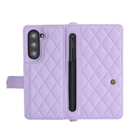 Buy Luxury Grid Leather Wallet Case for Samsung Z Fold with S Pen Holder & Crossbody Strap, SADIE at Caseles-Samsung Galaxy Z Fold 7, Black
