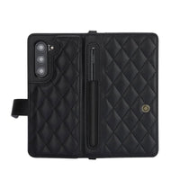 Buy Luxury Grid Leather Wallet Case for Samsung Z Fold with S Pen Holder & Crossbody Strap, SADIE at Caseles-Samsung Galaxy Z Fold 7, Black