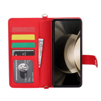 Buy Luxury Grid Leather Wallet Case for Samsung Z Fold with S Pen Holder & Crossbody Strap, SADIE at Caseles-Samsung Galaxy Z Fold 7, Black