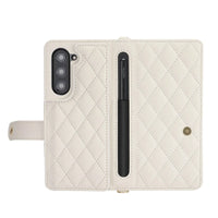 Buy Luxury Grid Leather Wallet Case for Samsung Z Fold with S Pen Holder & Crossbody Strap, SADIE at Caseles-Samsung Galaxy Z Fold 7, Black