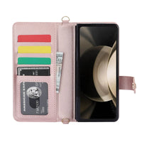 Buy Luxury Grid Leather Wallet Case for Samsung Z Fold with S Pen Holder & Crossbody Strap, SADIE at Caseles-Samsung Galaxy Z Fold 7, Black