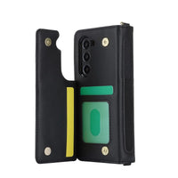 Buy Luxury Grid Leather Wallet Case for Samsung Z Fold with S Pen Holder & Crossbody Strap, SADIE at Caseles-Samsung Galaxy Z Fold 7, Black