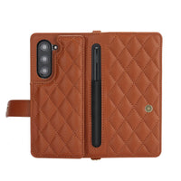 Buy Luxury Grid Leather Wallet Case for Samsung Z Fold with S Pen Holder & Crossbody Strap, SADIE at Caseles-Samsung Galaxy Z Fold 7, Black