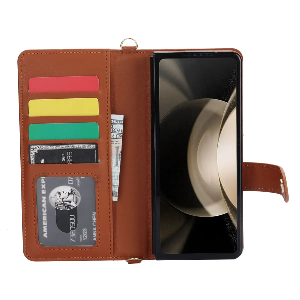 Buy Luxury Grid Leather Wallet Case for Samsung Z Fold with S Pen Holder & Crossbody Strap, SADIE at Caseles-Samsung Galaxy Z Fold 7, Black