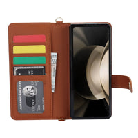 Buy Luxury Grid Leather Wallet Case for Samsung Z Fold with S Pen Holder & Crossbody Strap, SADIE at Caseles-Samsung Galaxy Z Fold 7, Black