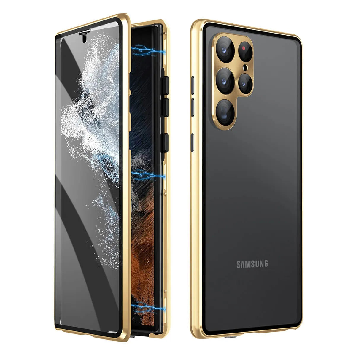 Buy Samsung protects HD Double-sided tempered glass strong magnetic anti-peeping mobile phone case - SAMSUNG HD SCREEN COVER at Caseles-Samsung Galaxy S25 Ultra, Gold
