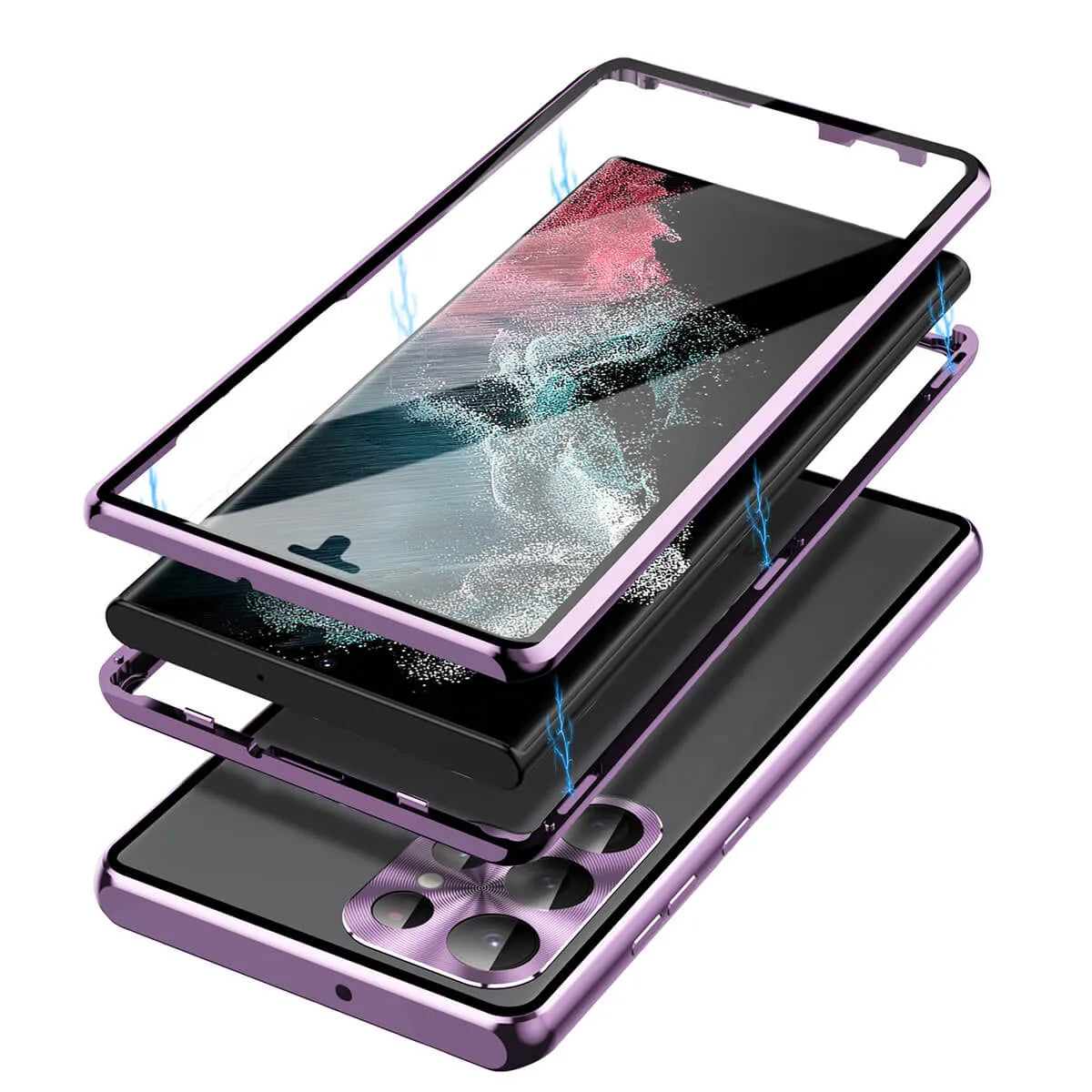 Buy Samsung protects HD Double-sided tempered glass strong magnetic anti-peeping mobile phone case - SAMSUNG HD SCREEN COVER at Caseles-Samsung Galaxy S25 Ultra, Purple
