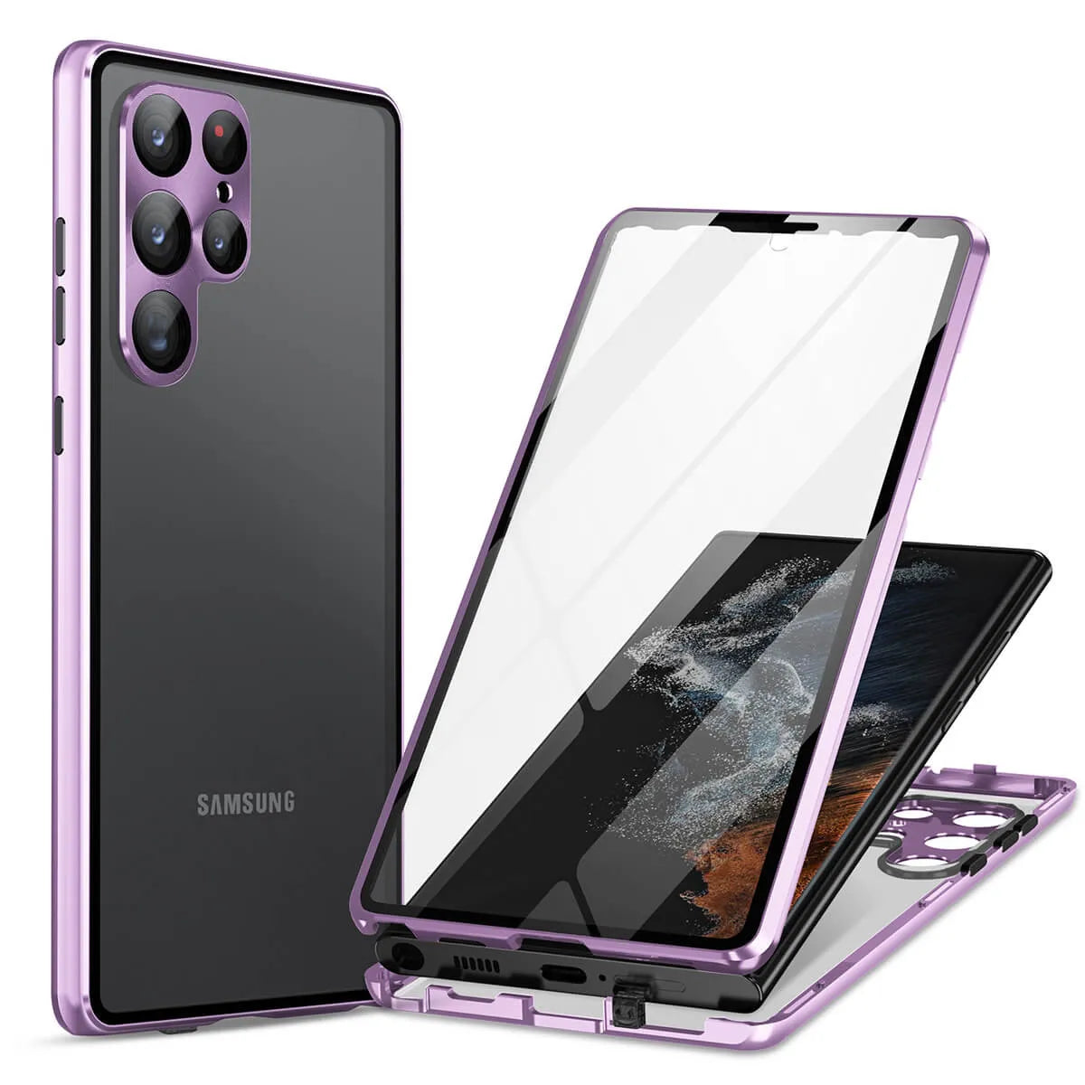 Buy Samsung protects HD Double-sided tempered glass strong magnetic anti-peeping mobile phone case - SAMSUNG HD SCREEN COVER at Caseles-Samsung Galaxy S25 Ultra, Purple