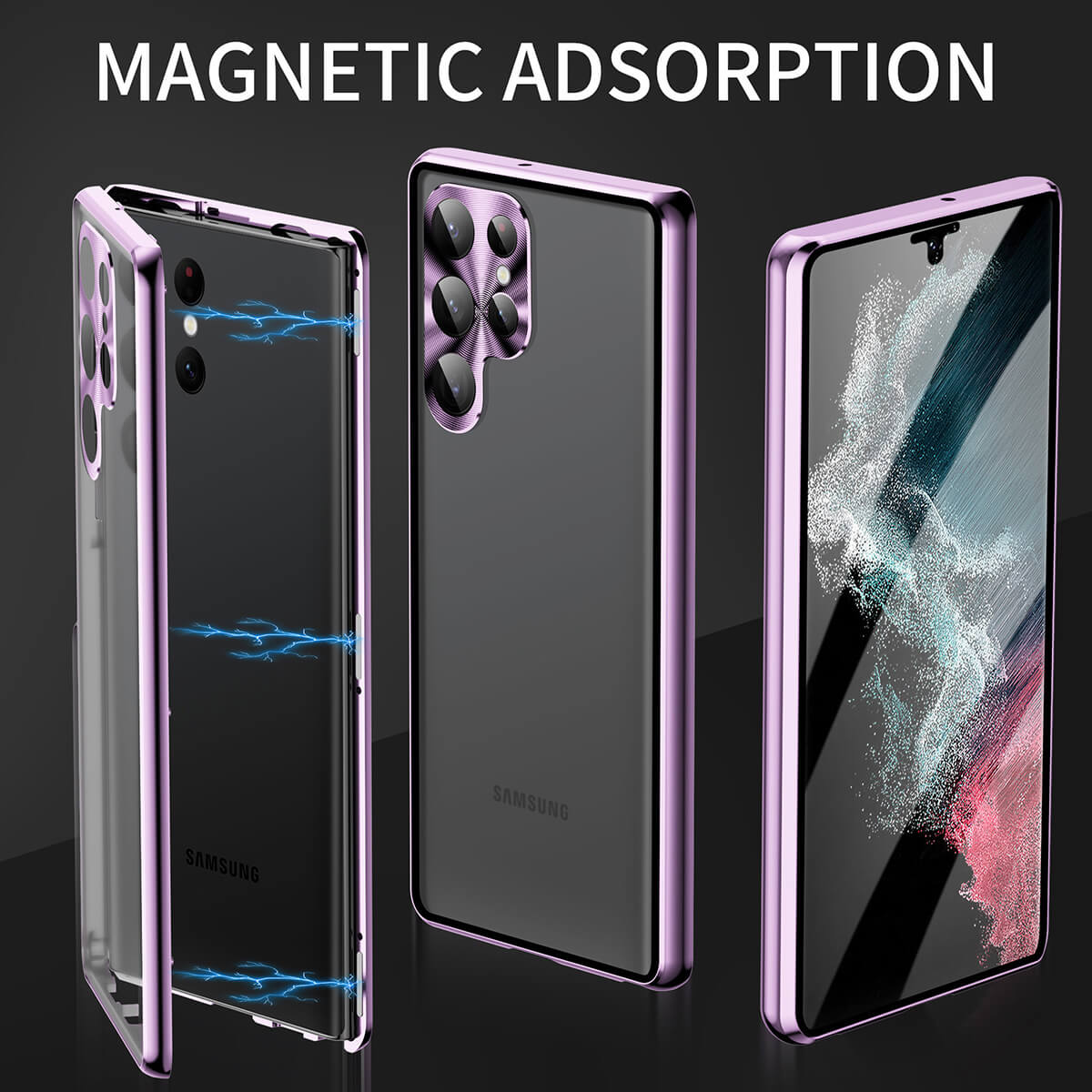 Buy Samsung protects HD Double-sided tempered glass strong magnetic anti-peeping mobile phone case - SAMSUNG HD SCREEN COVER at Caseles-Samsung Galaxy S25 Ultra, Purple