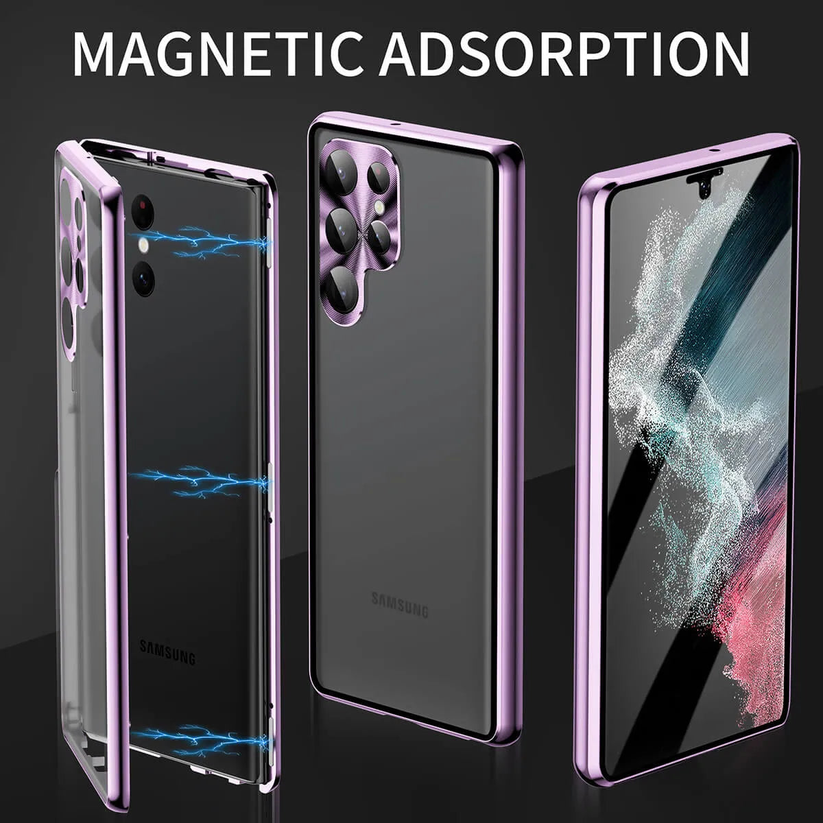 Buy Samsung protects HD Double-sided tempered glass strong magnetic anti-peeping mobile phone case - SAMSUNG HD SCREEN COVER at Caseles-Samsung Galaxy S25 Ultra, Purple