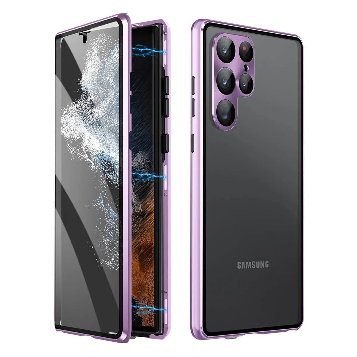 Buy Samsung protects HD Double-sided tempered glass strong magnetic anti-peeping mobile phone case - SAMSUNG HD SCREEN COVER at Caseles-Samsung Galaxy S25 Ultra, Purple