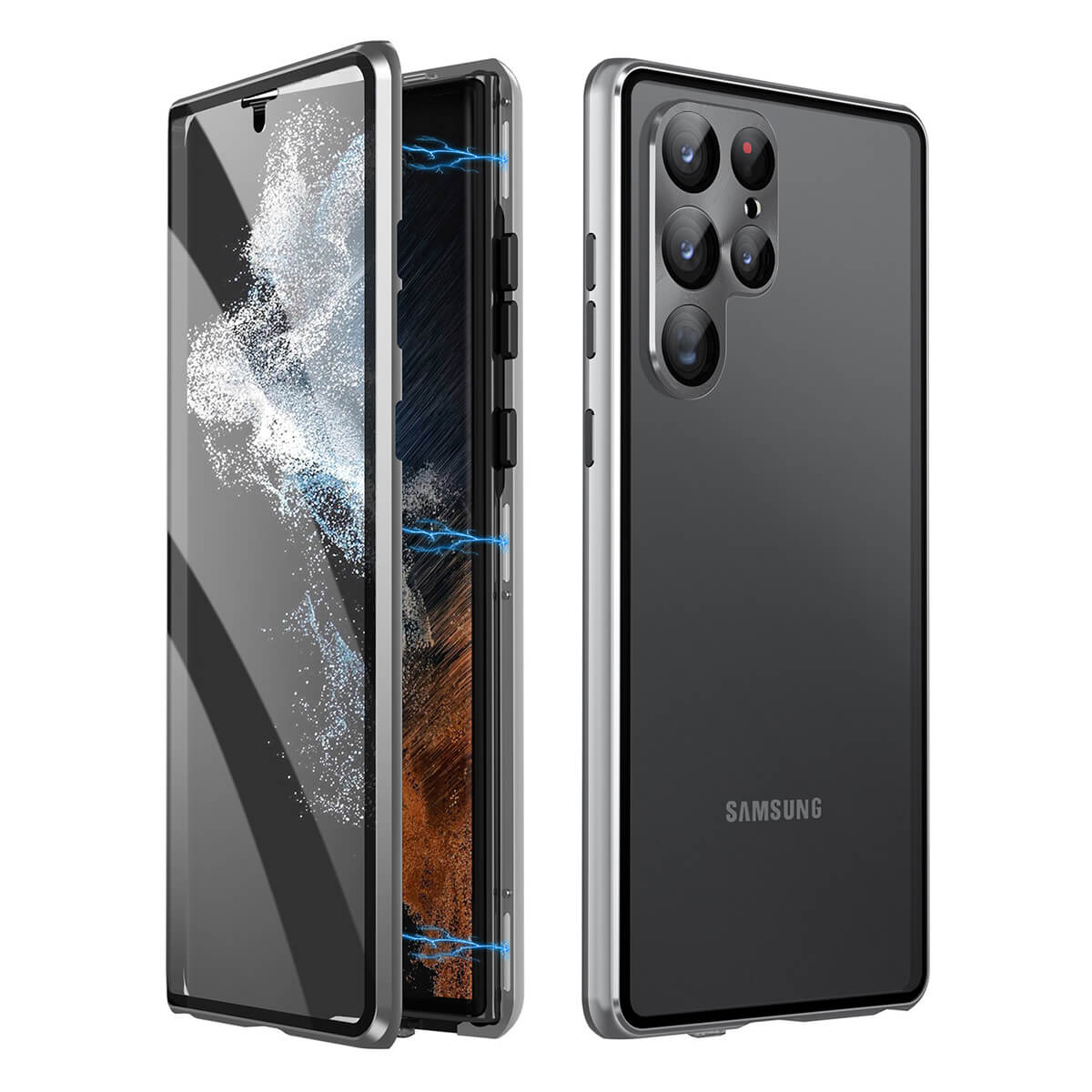 Buy Samsung protects HD Double-sided tempered glass strong magnetic anti-peeping mobile phone case - SAMSUNG HD SCREEN COVER at Caseles-Samsung Galaxy S25 Ultra, Silver