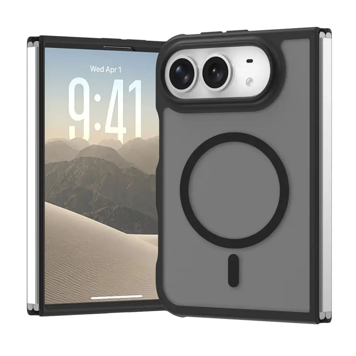 Buy Transparent Magnetic Case with 360° Metal Ring Stand, 1:1 Precise Camera Protection, Screen Protector & 12FT Drop Defense - REVON at Caseles-iPhone Duo, 