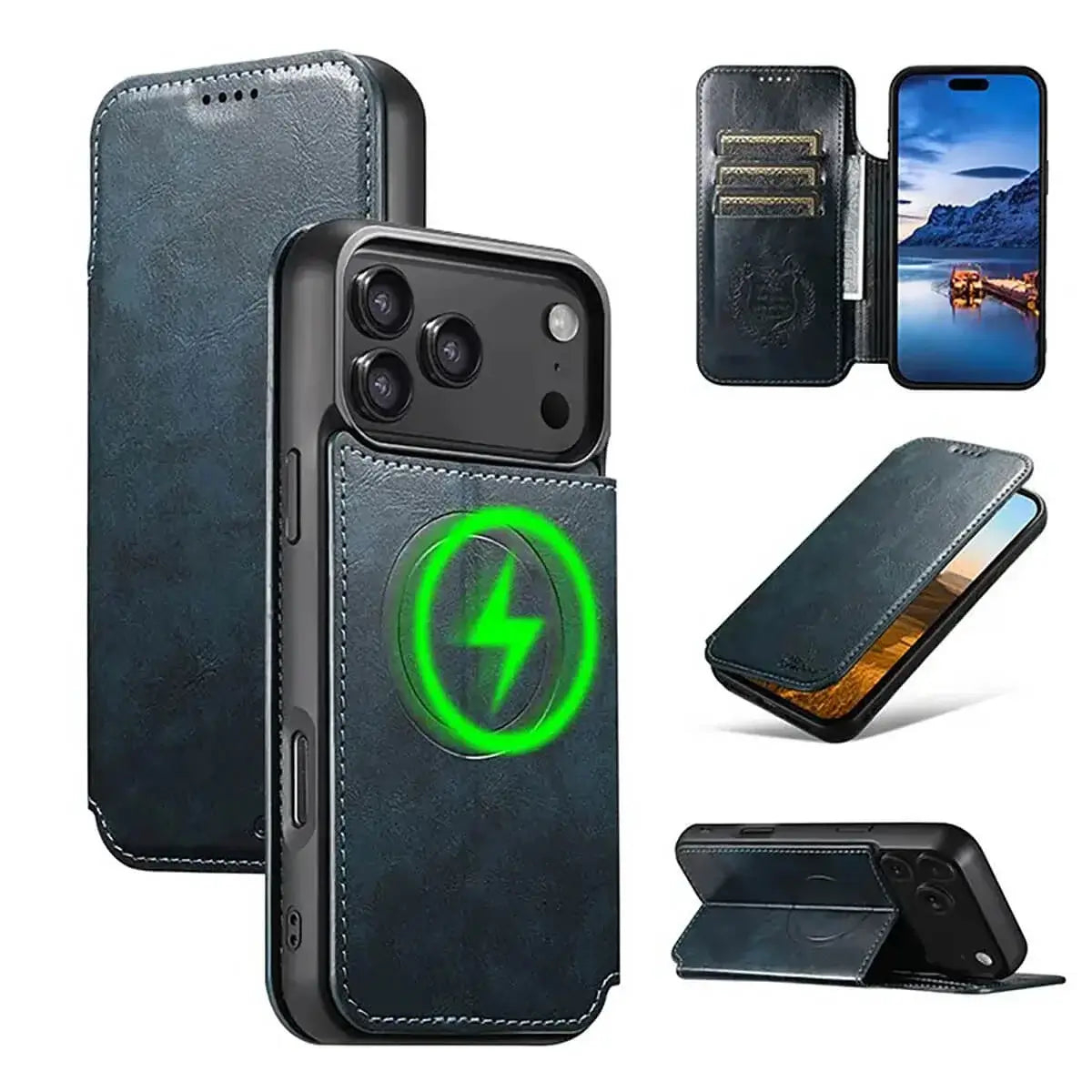 Buy Classic Wallet Phone Case, Support MagSafe Wireless Charging, Magnetic Flip, Premium Leather - SHAKAR at Caseles-iPhone 17 Pro Max, Shakar-Blue