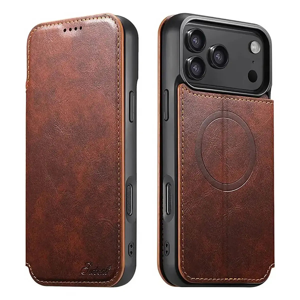 Buy Classic Wallet Phone Case, Support MagSafe Wireless Charging, Magnetic Flip, Premium Leather - SHAKAR at Caseles-iPhone 17 Pro Max, Shakar-Brown