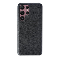 Buy Genuine Leather Samsung Galaxy Case, Shockproof Slim Protective Grain Leather Cover - Silas at Caseles-Galaxy S25 Ultra, Black