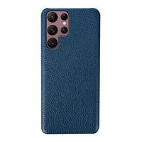 Buy Genuine Leather Samsung Galaxy Case, Shockproof Slim Protective Grain Leather Cover - Silas at Caseles-Galaxy S25 Ultra, Blue