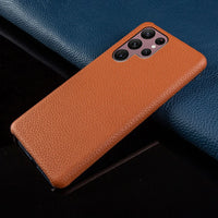 Buy Genuine Leather Samsung Galaxy Case, Shockproof Slim Protective Grain Leather Cover - Silas at Caseles-Galaxy S25 Ultra, Bronze