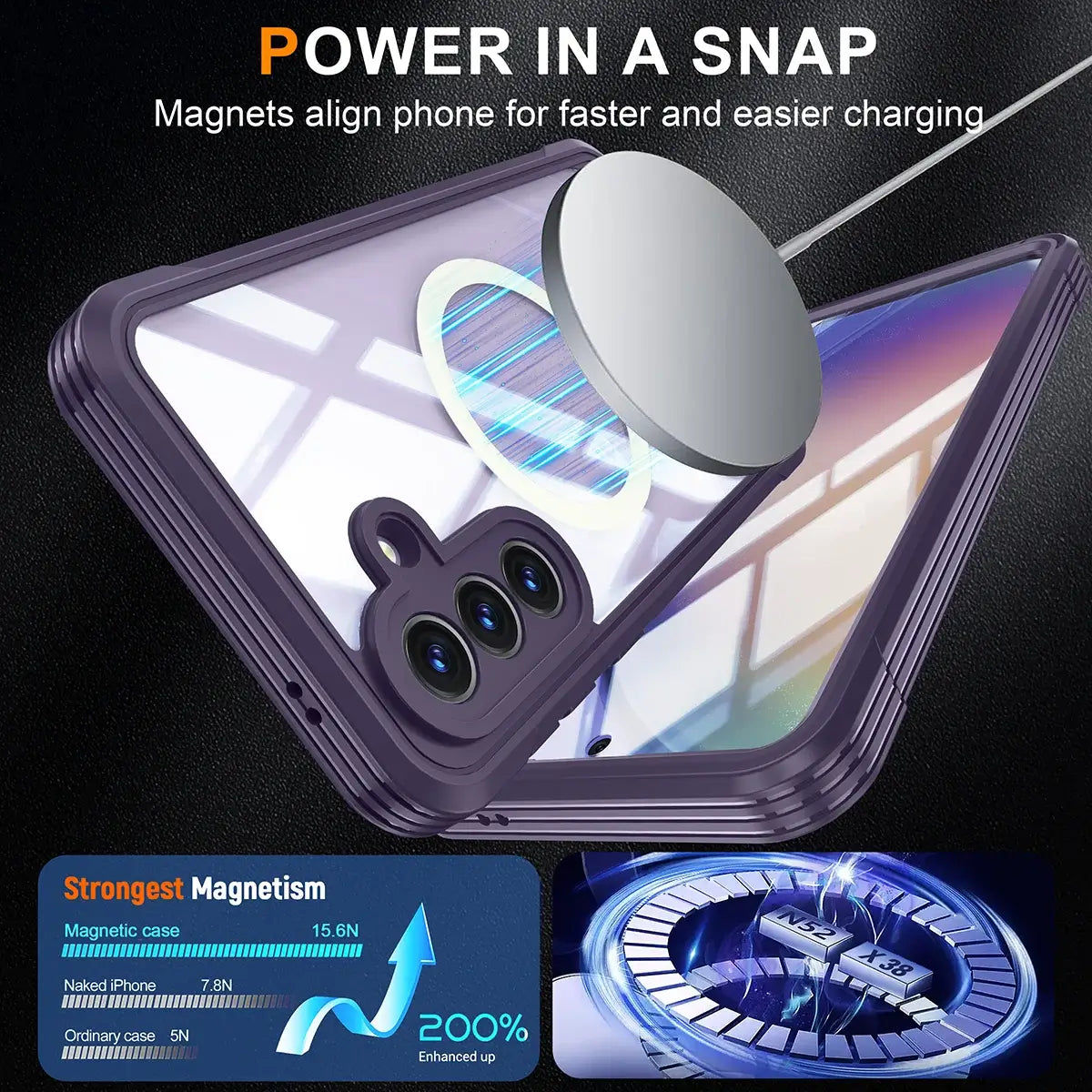 Buy Full-Body Rugged Shield for Samsung A Series: 360° Magnetic Case with Built-in 9H+ Screen Protector - SILO at Caseles-Samsung Galaxy A57 5G, Black