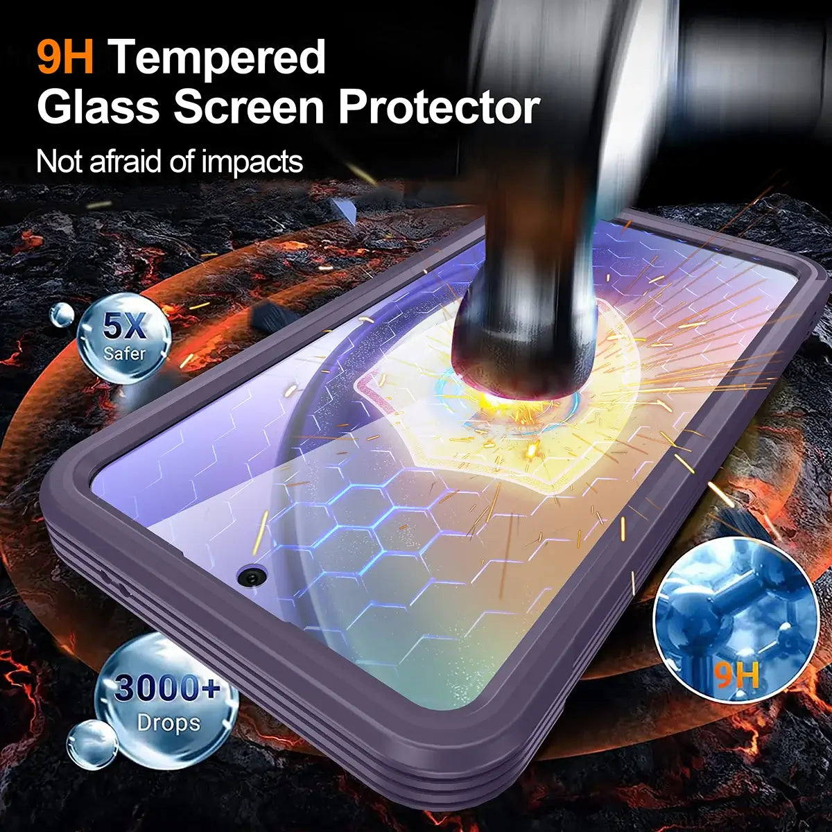 Buy Full-Body Rugged Shield for Samsung A Series: 360° Magnetic Case with Built-in 9H+ Screen Protector - SILO at Caseles-Samsung Galaxy A57 5G, Black