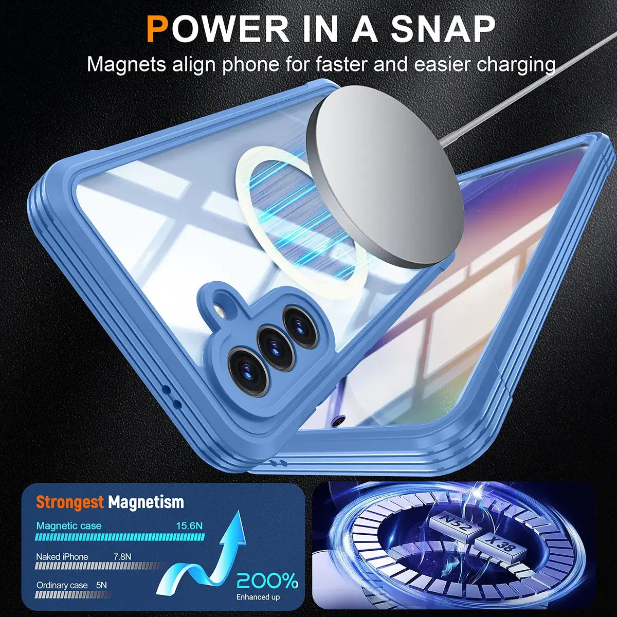 Buy Full-Body Rugged Shield for Samsung A Series: 360° Magnetic Case with Built-in 9H+ Screen Protector - SILO at Caseles-Samsung Galaxy A57 5G, Black