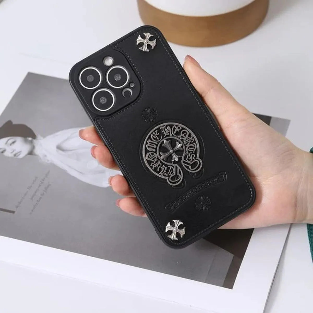 Buy Chrome Hearts Style Phone Case for iPhone, Thickened Anti-fall Phone Case - Simon at Caseles-iPhone 16 Pro Max, Style 1