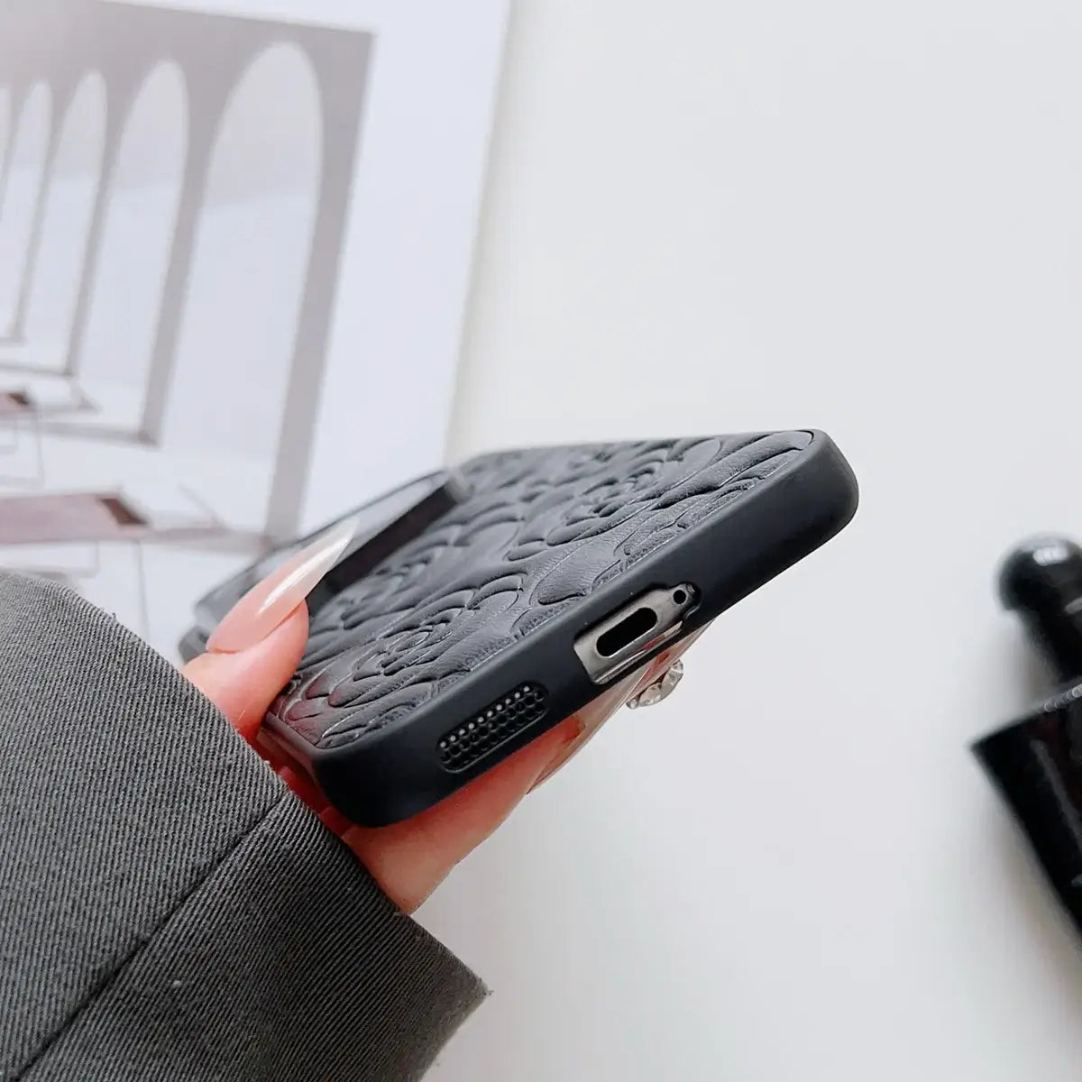 Buy Camellia Quilted Case with 1.2m Crossbody Strap, Universal Single & Dual Hole Attachment, Shockproof Fashion Cover - SIRAN at Caseles-Samsung Galaxy S25 Ultra, Quilting