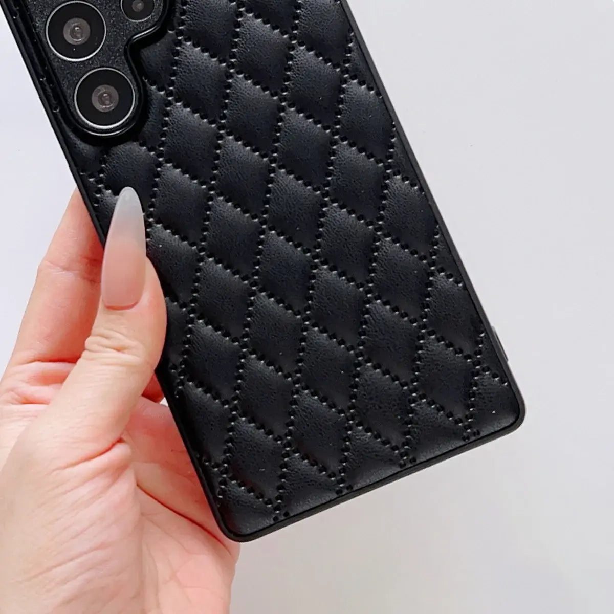 Buy Camellia Quilted Case with 1.2m Crossbody Strap, Universal Single & Dual Hole Attachment, Shockproof Fashion Cover - SIRAN at Caseles-Samsung Galaxy S25 Ultra, Quilting