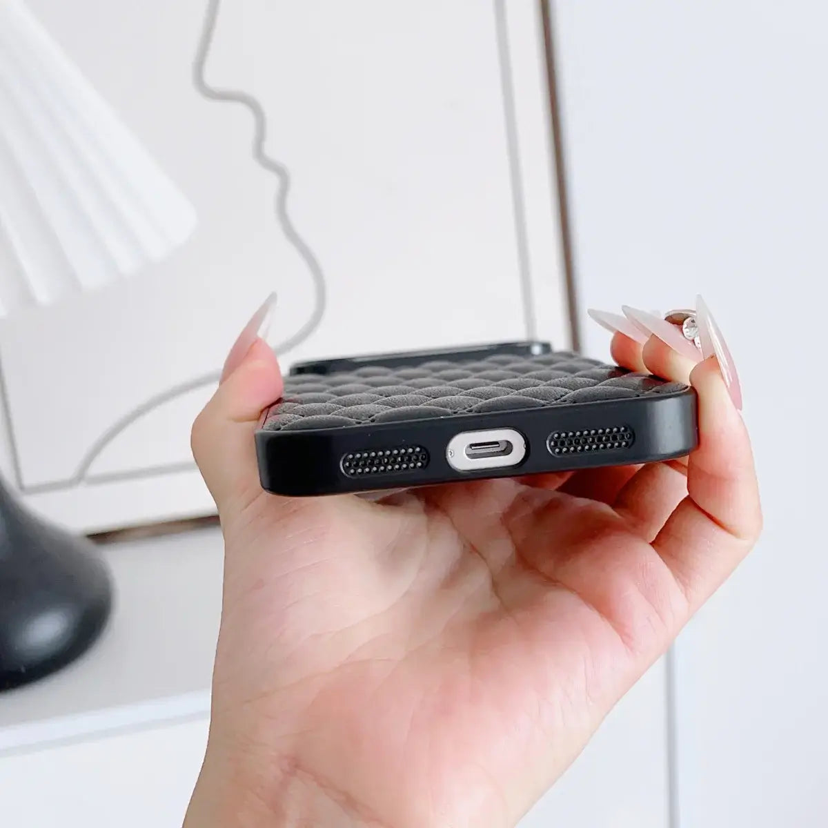 Buy Camellia Quilted Case with 1.2m Crossbody Strap, Universal Single & Dual Hole Attachment, Shockproof Fashion Cover - SIRAN at Caseles-Samsung Galaxy S25 Ultra, Quilting