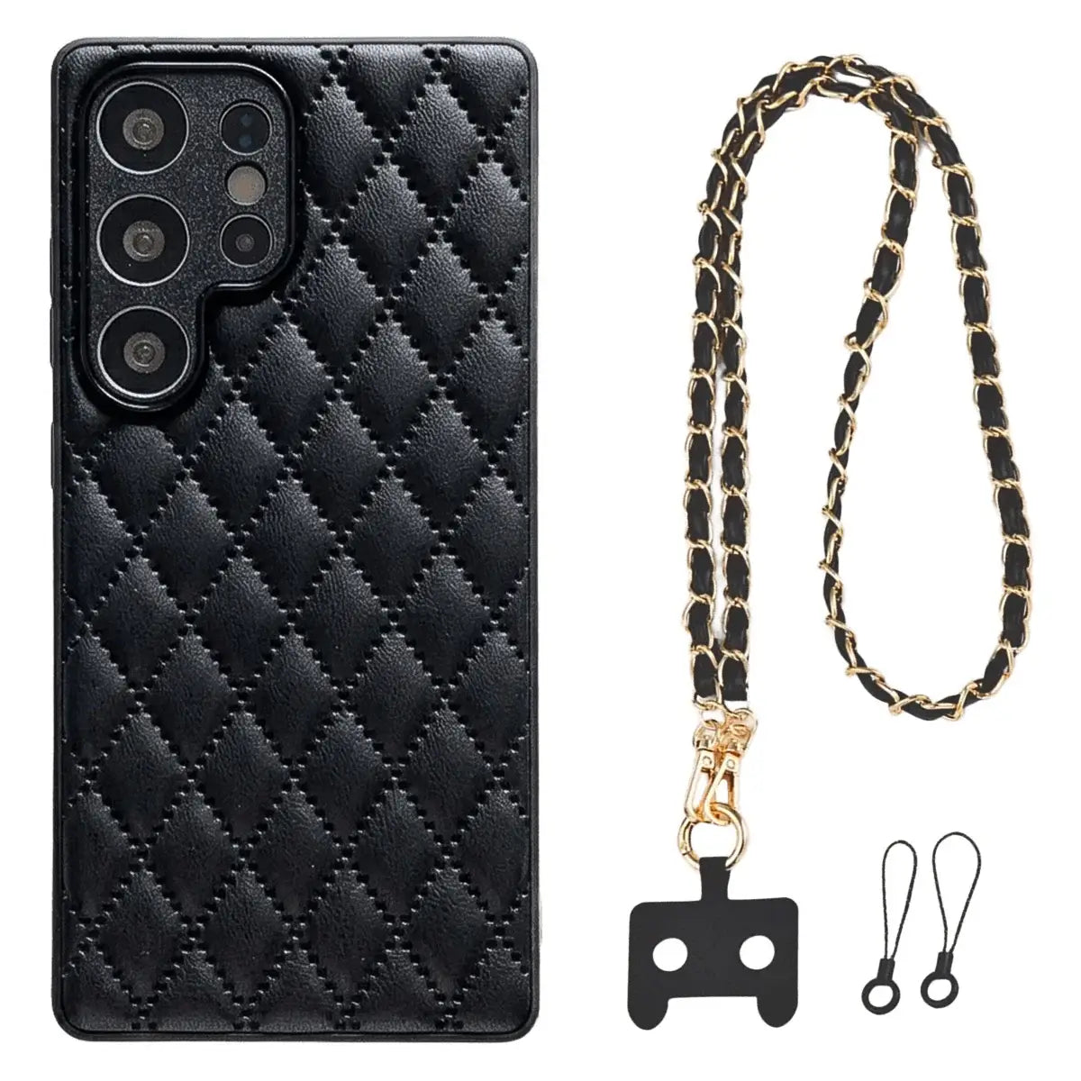 Buy Camellia Quilted Case with 1.2m Crossbody Strap, Universal Single & Dual Hole Attachment, Shockproof Fashion Cover - SIRAN at Caseles-Samsung Galaxy S25 Ultra, Quilting