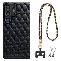 Buy Camellia Quilted Case with 1.2m Crossbody Strap, Universal Single & Dual Hole Attachment, Shockproof Fashion Cover - SIRAN at Caseles-Samsung Galaxy S25 Ultra, Quilting