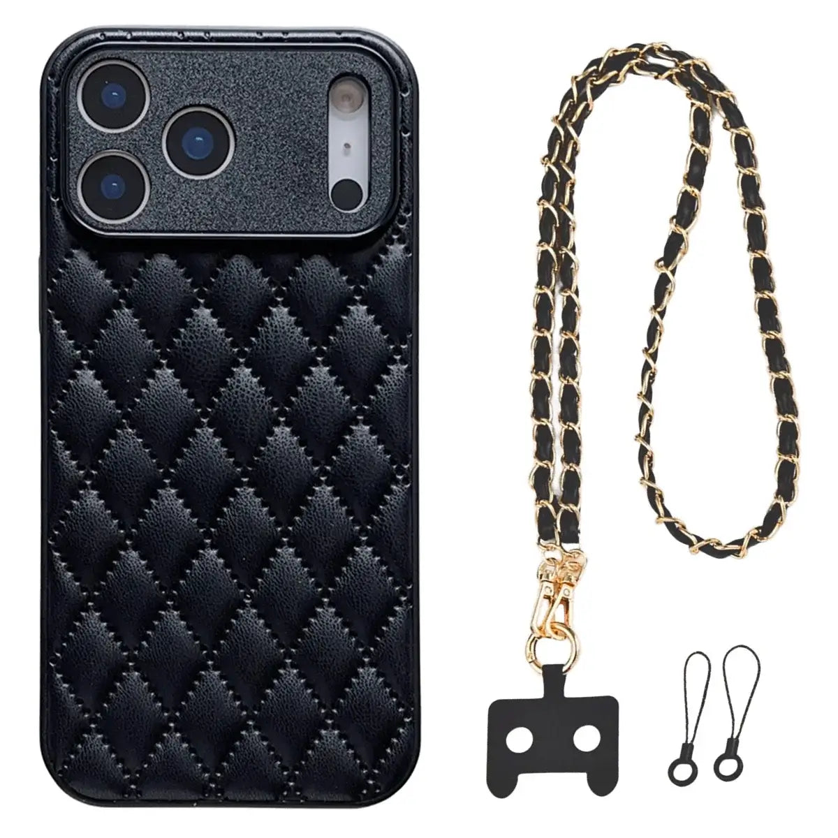 Buy Camellia Quilted Case with 1.2m Crossbody Strap, Universal Single & Dual Hole Attachment, Shockproof Fashion Cover - SMITA at Caseles-iPhone 17 Pro Max, Quilting