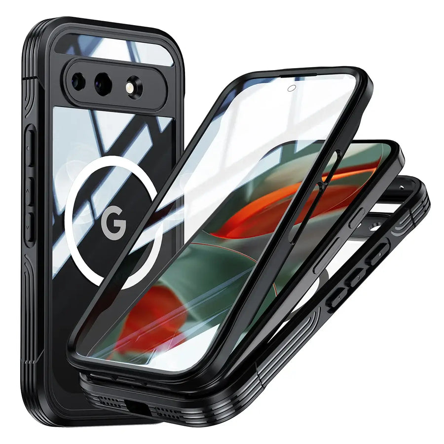 Buy Full-Body Rugged Shield for Google Pixel: 360° Magnetic Case with Built-in 9H+ Screen Protector - SPEX at Caseles-Google Pixel 10 Pro XL, Black