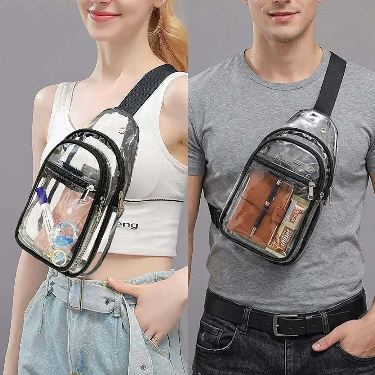 Buy Stadium Approved Transparent Crossbody Bag: Hands-Free Comfort for Concerts, Games & Outdoor Events - STADIUM-READY CLEAR SLING at Caseles-, 