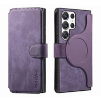 Buy Retro Magnetic Wallet Case, Support Magsafe, Detachable 2in1 Folio Flip Cover, with Card Slots - Stanley at Caseles-Samsung Galaxy A55 5G, Black