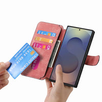 Buy Retro Magnetic Wallet Case, Support Magsafe, Detachable 2in1 Folio Flip Cover, with Card Slots - Stanley at Caseles-Samsung Galaxy A55 5G, Black