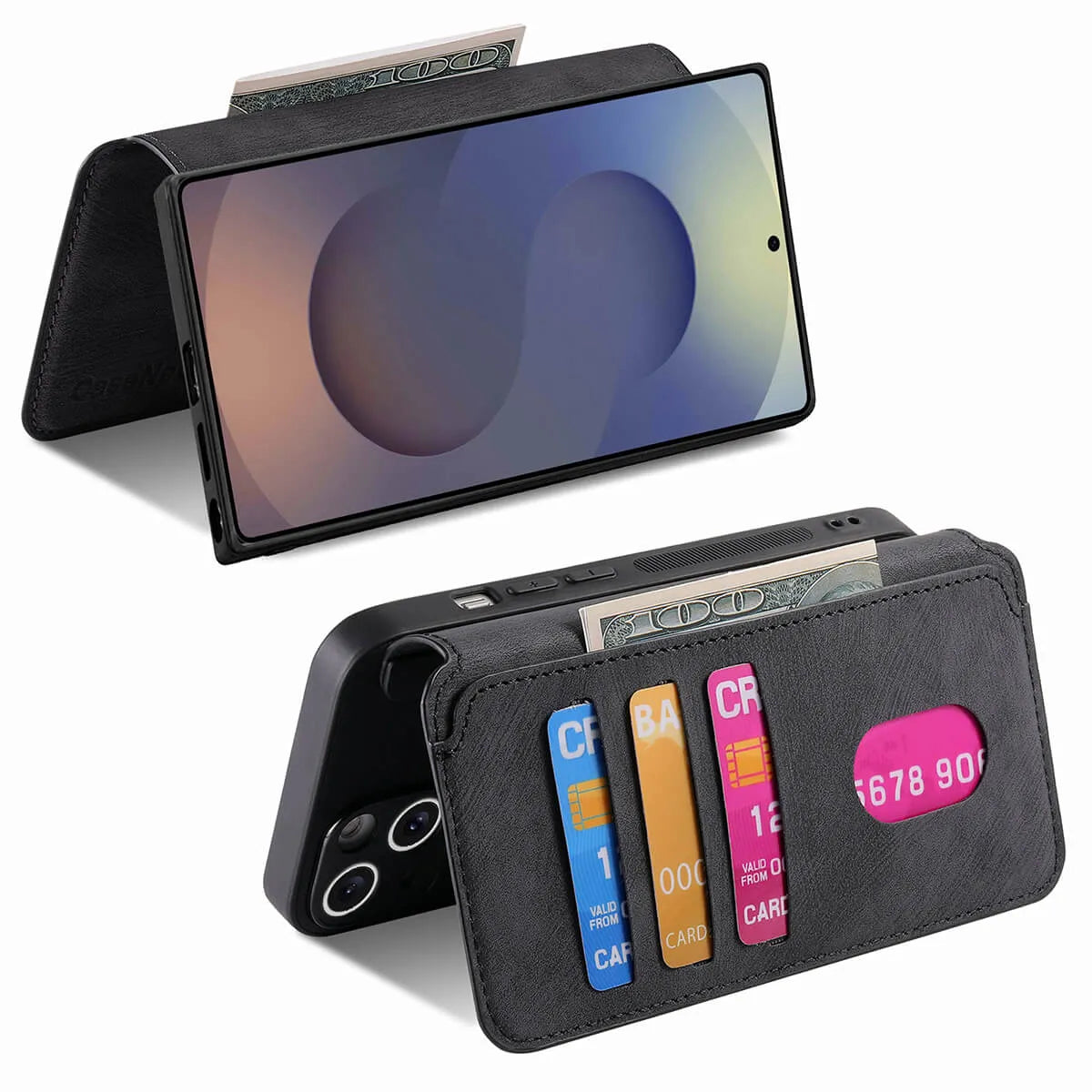Buy Retro Magnetic Wallet Case, Support Magsafe, Detachable 2in1 Folio Flip Cover, with Card Slots - Stanley at Caseles-Samsung Galaxy A55 5G, Black