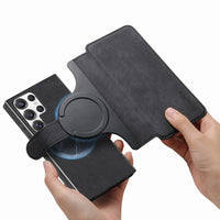 Buy Retro Magnetic Wallet Case, Support Magsafe, Detachable 2in1 Folio Flip Cover, with Card Slots - Stanley at Caseles-Samsung Galaxy A55 5G, Black