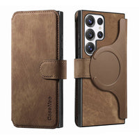 Buy Retro Magnetic Wallet Case, Support Magsafe, Detachable 2in1 Folio Flip Cover, with Card Slots - Stanley at Caseles-Samsung Galaxy A55 5G, Black