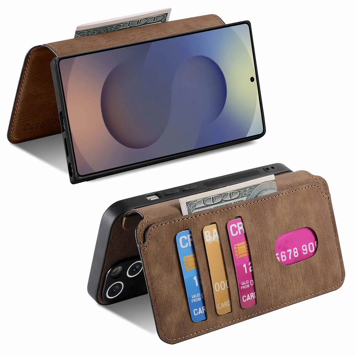 Buy Retro Magnetic Wallet Case, Support Magsafe, Detachable 2in1 Folio Flip Cover, with Card Slots - Stanley at Caseles-Samsung Galaxy A55 5G, Black