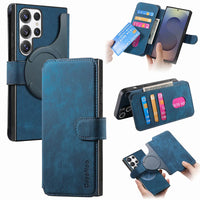 Buy Retro Magnetic Wallet Case, Support Magsafe, Detachable 2in1 Folio Flip Cover, with Card Slots - Stanley at Caseles-Samsung Galaxy A55 5G, Blue