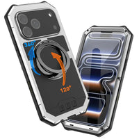 Buy 360° Rotatable Magnetic Stand Case | Full-Body Protection, Lens Guard & Wireless Charging Support - Stark at Caseles-iPhone 17 Pro Max, Orange